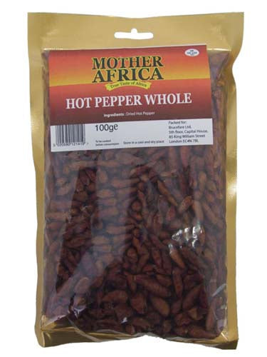 Mother Africa Hot Pepper Whole 100g